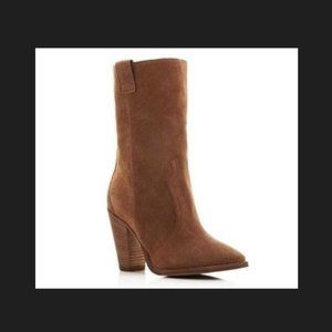 Aquatalia Florence Women's Weatherproof Mid Shaft High Heel Boots Bark S…